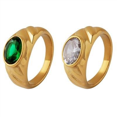 ओवल जिरकोन गोल्ड प्लेटेड क्रोइसैन रिंग