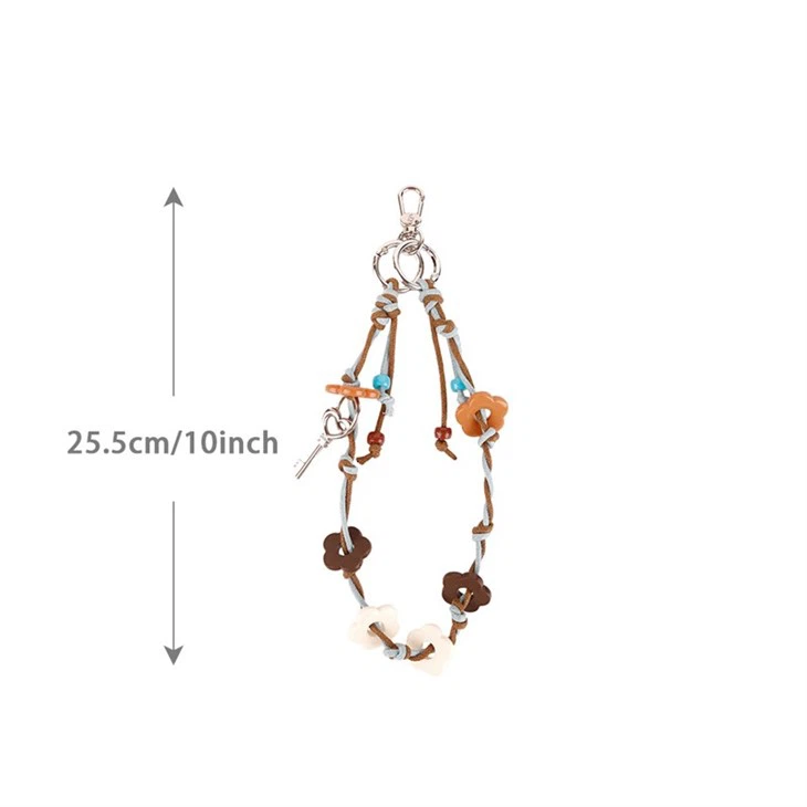 Korean Retro Keychain | Braided Beaded Strap Floral Charm best