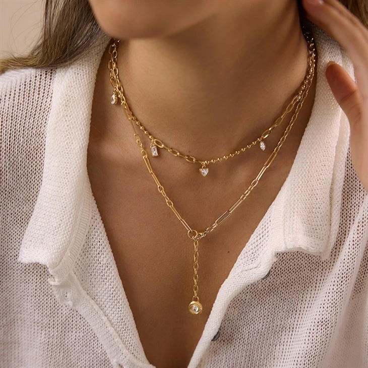 Paperclip Layered Necklace factory