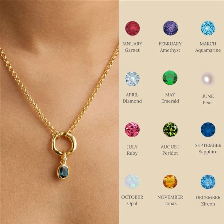 Rolo Chain Necklace With Birthstone Charm suppliers