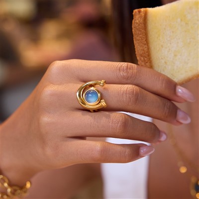 नीली राल स्टेनलेस स्टील घोड़े की नाल की अंगूठी