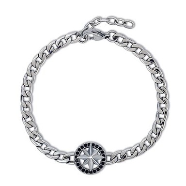 सीजेड कम्पास क्यूबन लिंक ब्रेसलेट स्टेनलेस स्टील