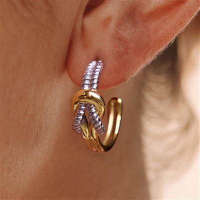 स्टेनलेस स्टील दो टोन नॉट हुप्स