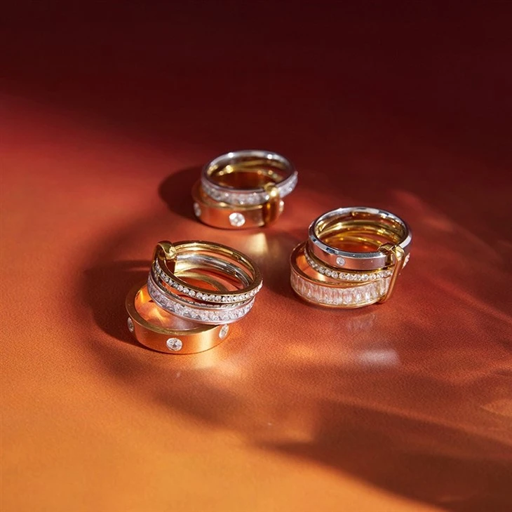 Two Tone CZ Layered Ring best