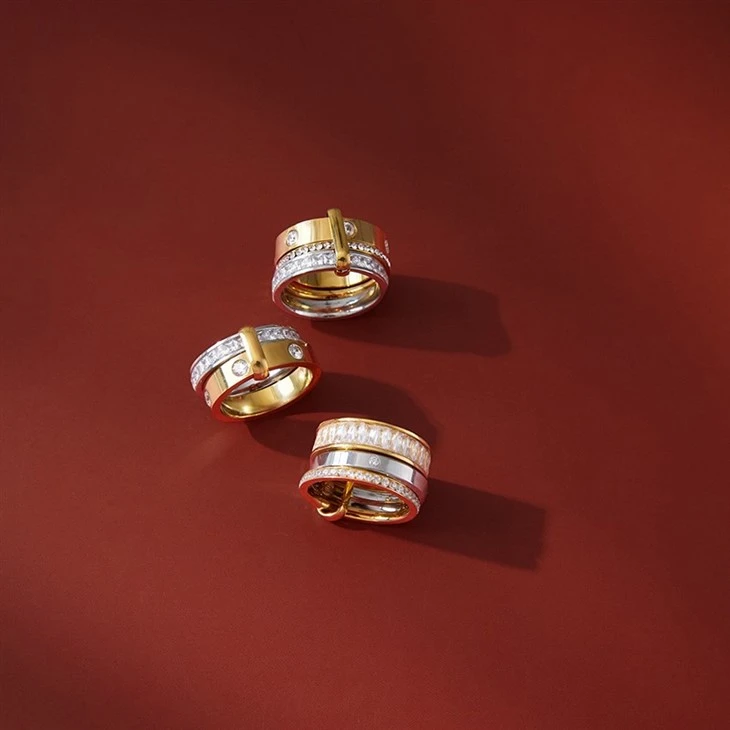 Two Tone CZ Layered Ring best