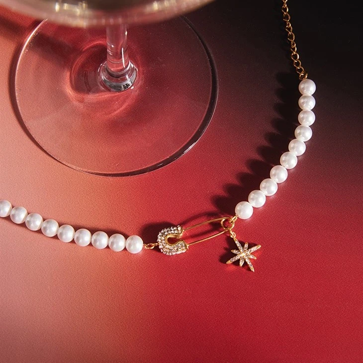 Zircon Safety Pin Pearl Bracelet best